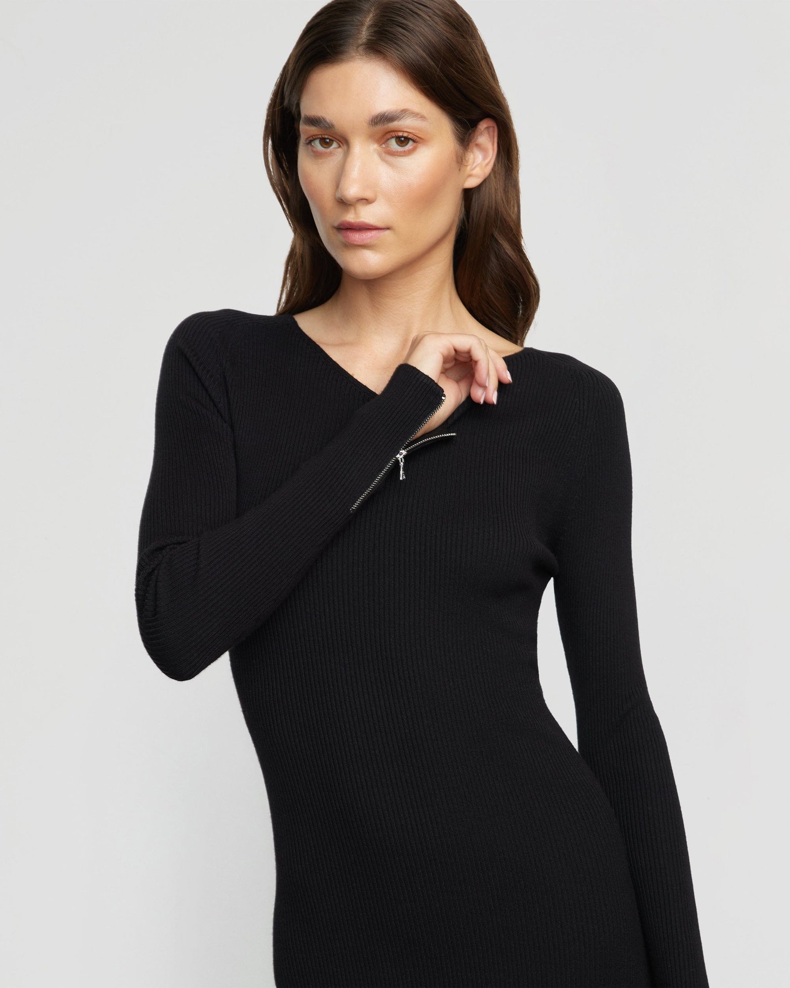 Elizabeth Zipper-Sleeve Ribbed Dress - Image 3