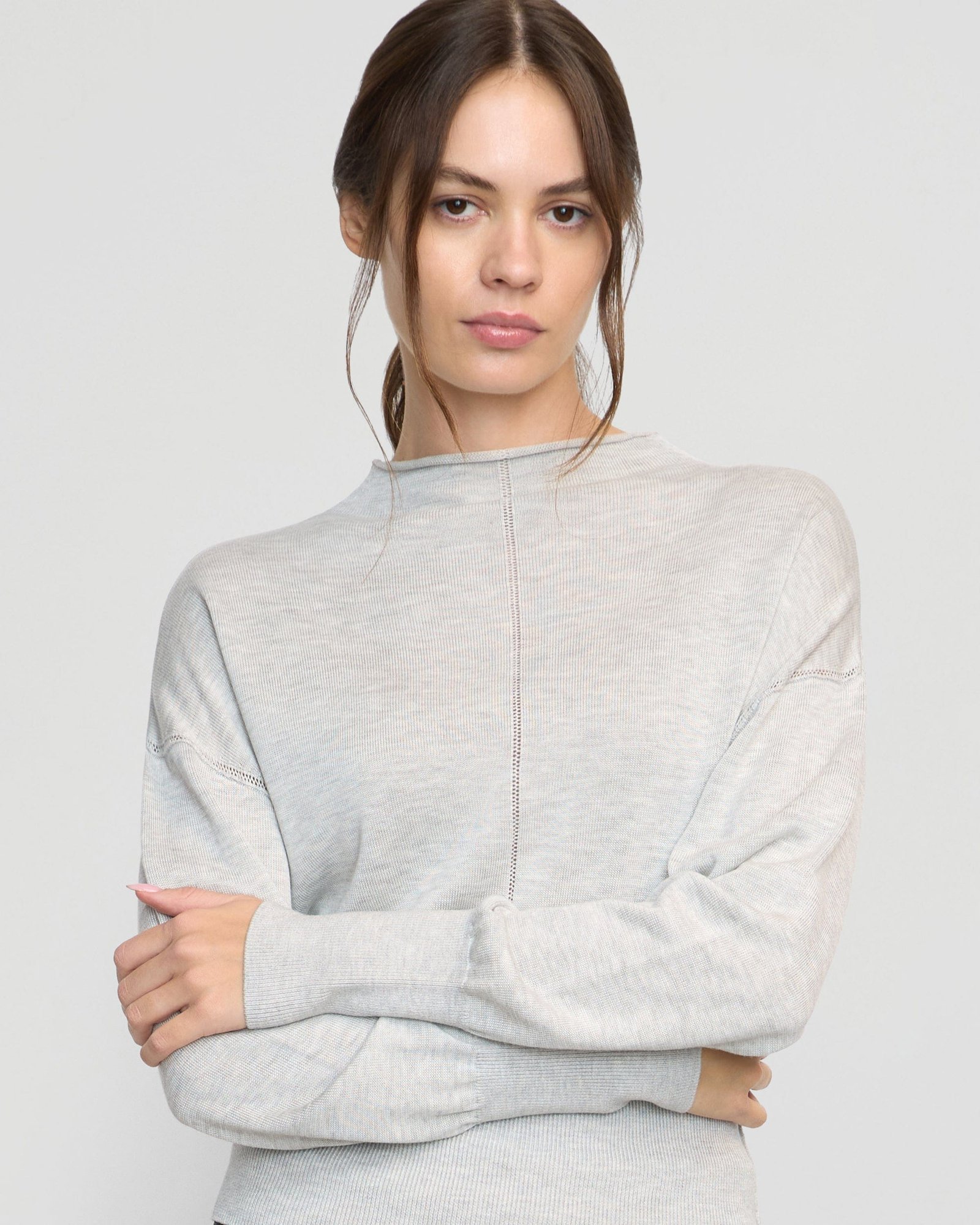 Jillian Pointelle Tencel-Wool Sweater - Image 3